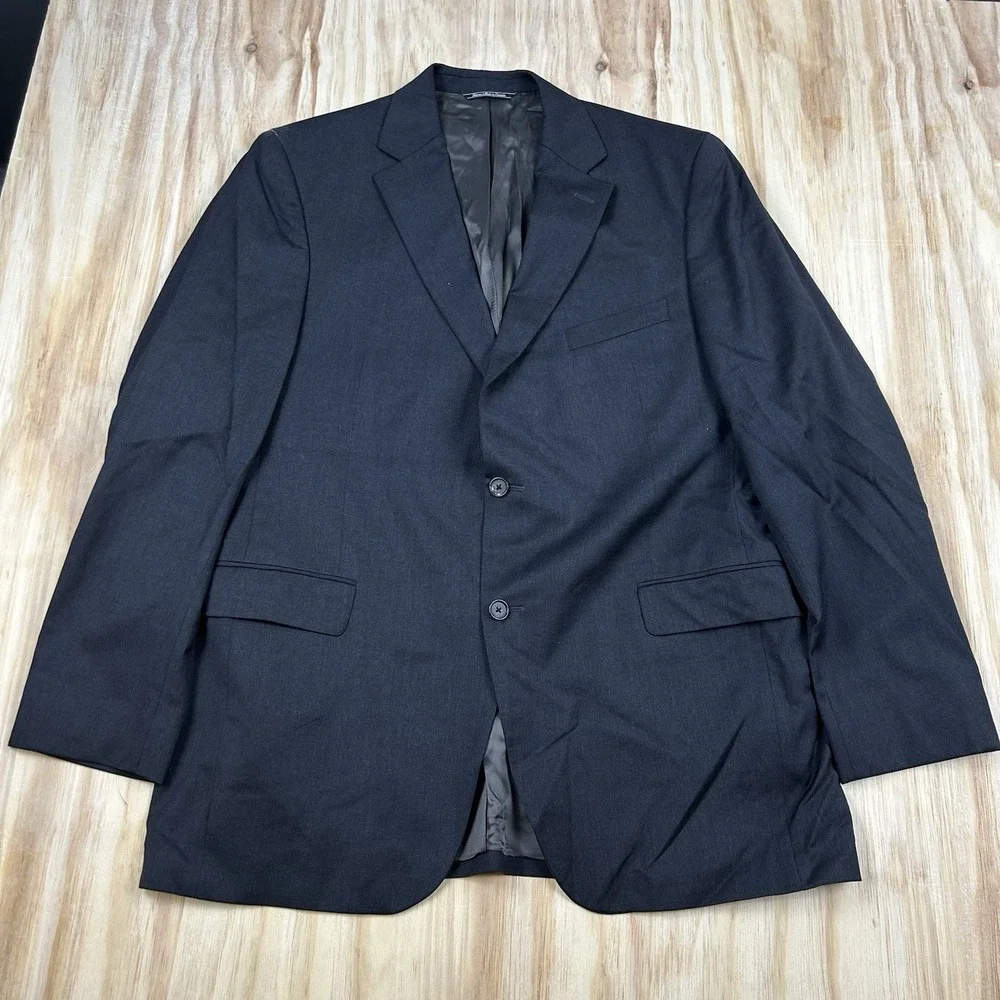 Jack Victor‎ Estrato Super 100's Wool Solid Gray Two Button  Blazer Men's 44L